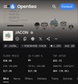 A pixelated, low-resolution screenshot of a financial website or app displaying stock market data for 'JACOB' with price levels in USD.
