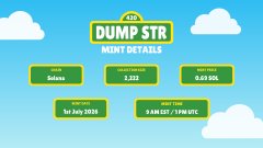 A graphic displays key DUMPSTR mint details, including a 2,222 supply, 0.69 SOL mint price, and a July 1st, 2026 launch on Solana, tying directly to the post announcing CyberKongz's upcoming NFT mint.