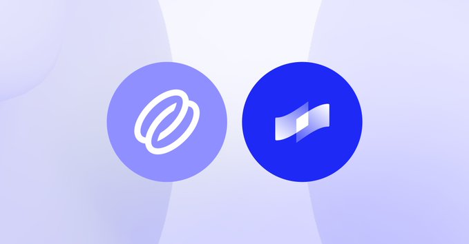 Two circular logos side by side on a light purple gradient background: the Band Protocol symbol on the left in a light purple circle, and the COTI logo on the right in a dark blue circle, visually representing the partnership between the two blockchain projects.