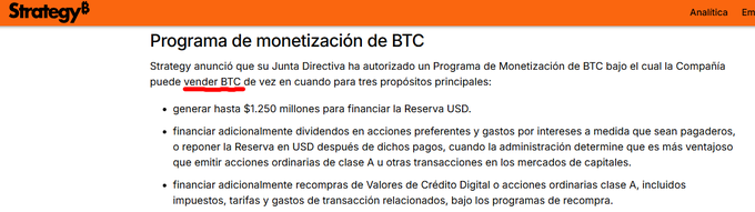 Strategy's announcement of a new Bitcoin Monetization Program, authorized by their Board of Directors, allowing the company to sell up to $1.25 billion worth of BTC to fund their USD Reserve and fund dividends, debt, and share buybacks.