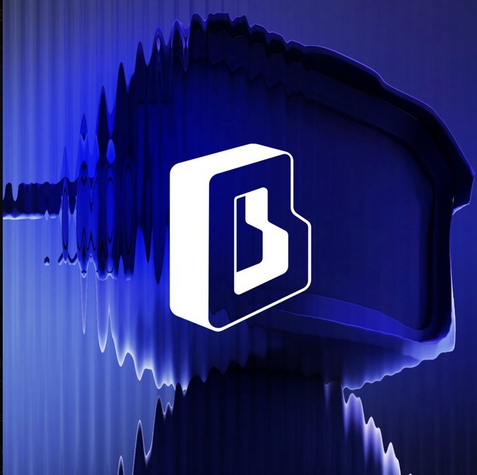 A stylized "B" logo on a deep blue, glitchy background with audio waveform-like distortions—symbolizing the Blokyz NFT community's launch and digital art hype.