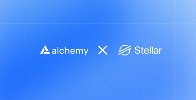 Logo collaboration graphic on a blue background: 'alchemy × Stellar'.