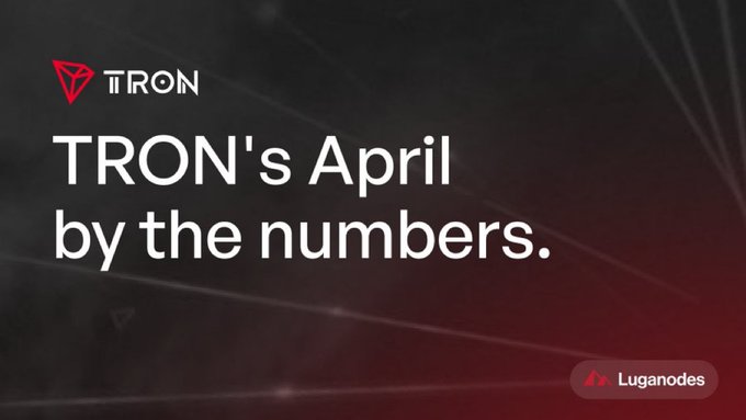 The image features a banner with red text that reads "TRON'S AIPIL BY THE NUMBERS." The background of the image is black, but there are white lines drawn across it, creating a striking contrast against the dark backdrop. The text and design elements work together to create an eye-catching and memorable visual representation of the post's content.