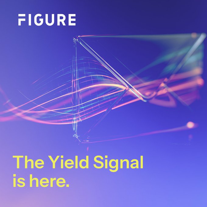 A graphic with a purple/blue background showing a glass prism refracting pink and white light beams, with text 'FIGURE' at top and 'The Yield Signal is here.' in yellow below.
