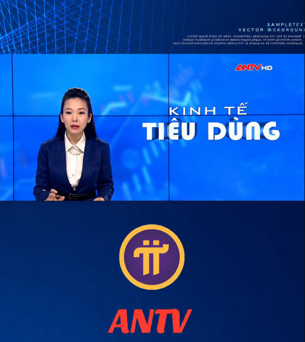 An ANTV news broadcast screenshot showing a female anchor at a desk with the text "KINH TẾ TIÊU DÙNG" displayed on a blue screen behind her.