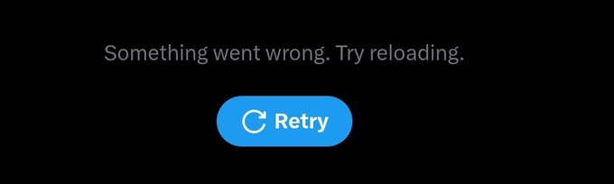 A black error screen displays the message "Something went wrong. Try reloading." above a blue "Retry" button, suggesting the user encountered a technical glitch while trying to view their timeline of $ANSEM and Solana-related posts.