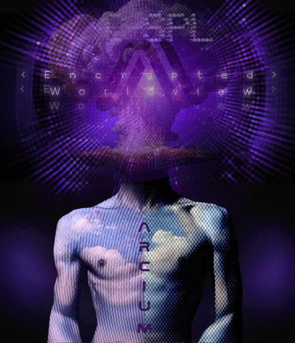 The image features a man with a body of blue and white colors, possibly representing an abstract art style or digital illustration. He has a large head with a purple explosion coming out of it, which is surrounded by clouds. The background of the image is black, making the colorful elements stand out even more. The caption at the bottom of the image reads "this is the right way, this is the way encrypted way". This phrase could be interpreted as an artistic statement or a reference to the encryption methods used in the digital art piece.