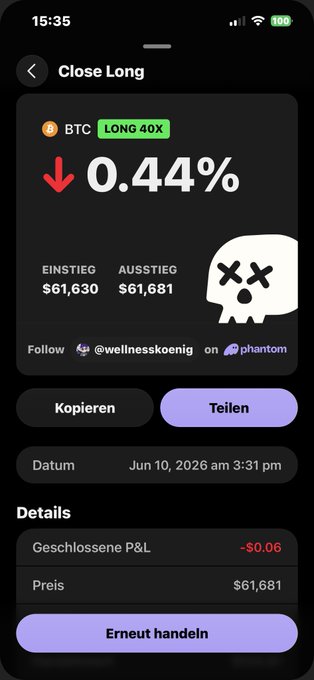 In this image, a screenshot of a cell phone screen displaying information about cryptocurrency trading shows the account details, including the current value and position of a Bitcoin transaction, as well as transactions related to Ethereum (ETH). The screen also includes a message that reads "Ich verkaufe meine Solana für Cannabis und Rechnungen bin raus die haben hier pump Hab -300 genomm -350". This translates to "I want my Bitcoins for Bitcoin", which suggests the person has purchased some Bitcoins and is now tracking their position on various cryptocurrencies.