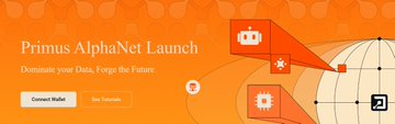 A graphic titled 'Primus AlphaNet Launch' with the tagline 'Dominate your Data. Forgive the Future' displayed on an orange background with a globe illustration.