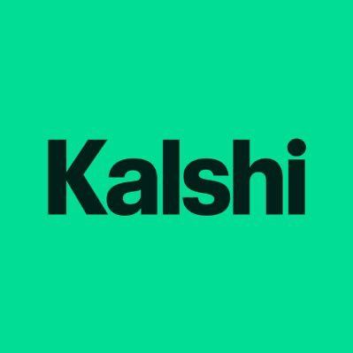 A simple logo graphic with the word 'Kalshi' in dark text centered on a solid teal-green background.