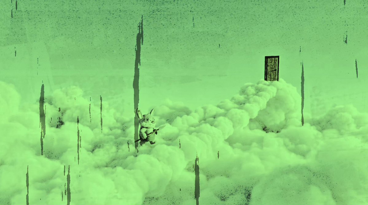 The image features a large, green sky filled with white clouds. In the center of this sky, there's an object that appears to be a door or a window. The background of the image is predominantly green, which contrasts with the white clouds in the foreground. The text "From the bottom of my heart, Thank you to everyone who supported and pledged Nacci in @megaeth Terminal Campaign" is written below the image. This message seems to be related to the post about the campaign for Nacci's survival at the @megaeth Terminal.
