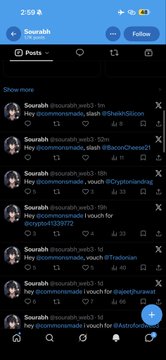 A Twitter/X mobile screenshot shows posts from user 'Soorish' (@soorish_web3) discussing accounts related to Solana, stakedSOL, and various crypto projects.