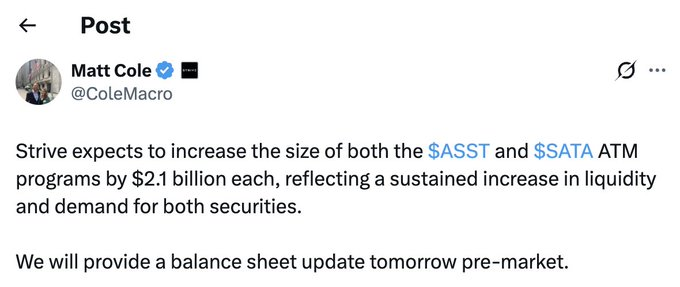 The image features a post that appears to be about someone promoting a new ATM technology company called ColeMacro. The post contains a screenshot of a balance sheet, with the caption "Balance Sheet update coming tomorrow pre-market." This indicates that there might be an upcoming announcement or release related to the ATM technology being promoted by ColeMacro.