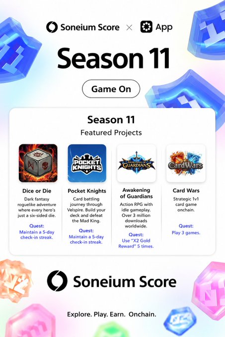 The image features a poster for a gaming app called "Season 11" with four different game options displayed on it. The poster also includes a link to an App store page, which might be where users can download the app or find more information about the games available in the app store.