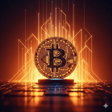 A glowing Bitcoin coin with the "₿" symbol is set against a backdrop of radiant orange light streaks, visually emphasizing the cryptocurrency. The image accompanies news that Trump Media ($DJT) acquired 4,662 Bitcoin ($BTC) worth $300 million in July, bringing its total holdings to 14,139 BTC valued over $900 million.