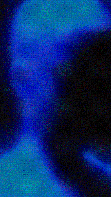 A heavily pixelated, blurry image dominated by dark tones with a bright cyan and blue vertical streak on the left side.