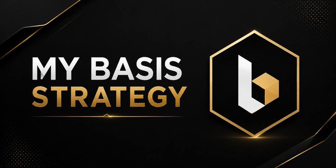A sleek black and gold banner displaying the text 'MY BASIS STRATEGY' next to a hexagonal logo containing a stylized letter 'b'.