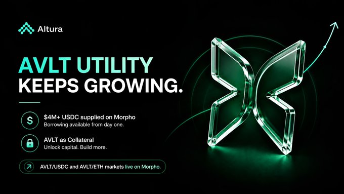 The image features a large glass butterfly with wings spread wide open against a black background. The butterfly is positioned at the center of the image, drawing attention to its vibrant colors and intricate design. Below the butterfly, there's text that reads "AVLT utility keeps growing." This message emphasizes the growth potential of AVLT as an investment opportunity. The text also mentions that users can access liquidity without selling their AVLT, which is a unique feature for this particular cryptocurrency. Additionally, there are two dollar bills visible in the image, suggesting that the currency has some value and could be used to invest in AVLT or other cryptocurrencies.