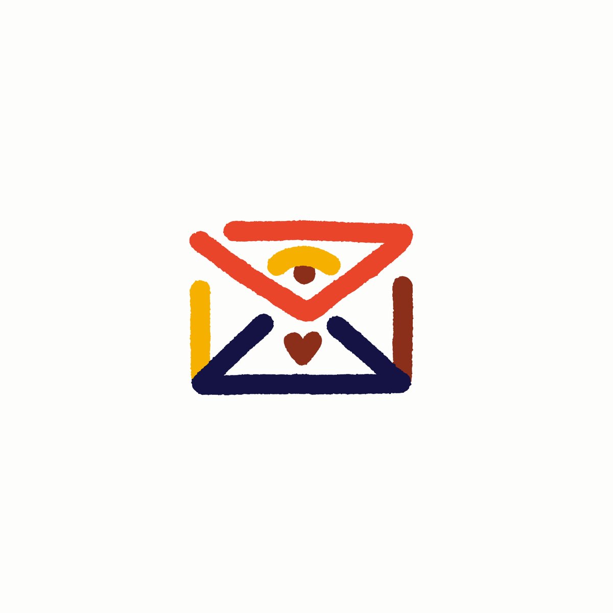 The image features a vibrant and colorful email logo with an envelope design at its center, which includes a heart symbol and a letter "V". The background of the image is white, making the colors of the logo stand out even more. The text in the image reads "Letters by @VinnieHager was one of the first places in web3 where I felt at home", indicating that this email logo represents an online community or platform named "@GLiFSbyEfdot".