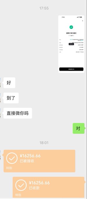 A mobile chat conversation in Chinese showing a payment confirmation for ¥16256.66, with messages reading "好" (good), "到了" (arrived), "直接缴你吗" (pay you directly?), and "对" (yes), along with payment receipt screenshots.