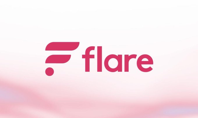 The image features a pink logo with the word "Flare" written in white letters. The background of the image is a light pink color, which complements the pink logo. Below the logo, there are three words that read "flare", "with", and "stables". These words are also in white text against the light pink background. The overall design of the image suggests that it could be related to an advertisement or promotional material for a cryptocurrency called "Flare" or a similar digital currency.