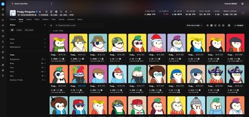 The image shows a collection of colorful cartoon-style NFT penguin avatars arranged in a grid on what appears to be Pudgy Penguins' marketplace, with the post humorously referencing how the expected NFT supercycle never materialized despite initial optimism. The variety of penguin characters and their pricing reflect the speculative nature of the NFT market that ultimately failed to deliver on its hyped potential.