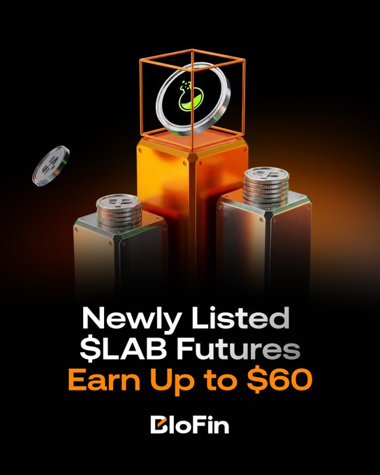 The image features a poster or advertisement for LAB-USDT listed on Blo fins. The text is in both black and orange colors, with white lettering, indicating that this listing is newly listed on the platform, and there are fees associated with it, including a fee of $60 per transaction. This could be an opportunity to earn up to $60 upon successful transactions related to LAB-USDT. The poster appears well designed and easy to understand for those interested in participating or learning more about this listing.