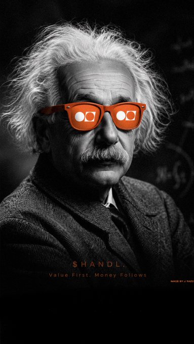A black and white portrait of Albert Einstein edited with orange Shiba Inu meme glasses, with text "SHIBD" and "Value First, Money Follows" at the bottom.