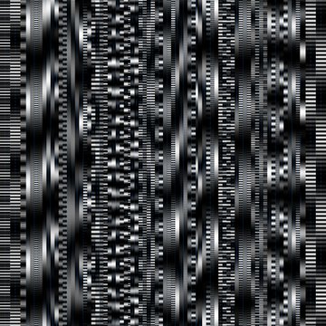 A black and white abstract pattern featuring vertical stripes and digital noise effects, titled "CSRSNT-0RIE-32-of-32" — the final piece in a series of 32 monochrome PNG works by artist @csrsnt.