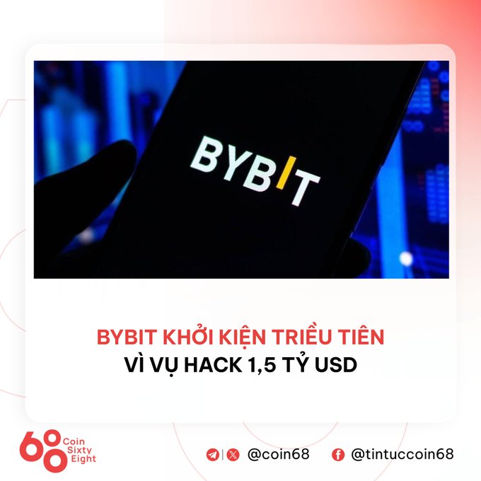 A news graphic from Coin Sixty Eight (coin68) about Bybit recovering money related to a $1.5 billion USD hack, showing the Bybit logo on a smartphone.