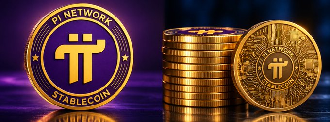 A pile of gold coins branded with "Pi Network" and "Stablecoin" sit against a purple-lit backdrop, visually representing the speculation around a potential Pi Network stablecoin. The image pairs with the post's discussion of community buzz about stablecoin-based payments within the Pi ecosystem, particularly in connection with PiPay.
