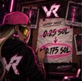 A small promotional image showing a person in a VR headset and pink cap from behind, with a large 'VR' logo, a 'Coming Soon' note, and the prices '0.25 SOL' and '0.175 SOL'.
