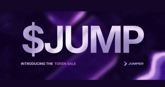 A dark purple promotional banner announces "$JUMP - INTRODUCING THE TOKEN SALE" with the Jumper logo in the bottom right corner.