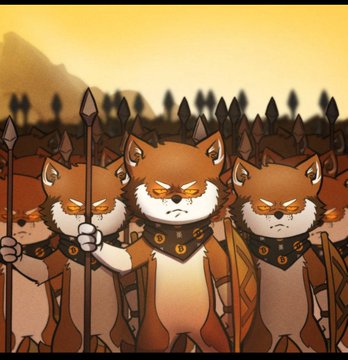 The image features a group of brown furry animals, possibly dogs or foxes, standing together with their arms raised high above their heads. They are wearing armor-like outfits that include shields and swords, giving them an appearance similar to a medieval army. The background is filled with trees and mountains, creating a sense of depth in the scene. The caption "$lobo Army is FOREVER" suggests that this image might be related to a cartoon or comic book series featuring the $lobo Army as their main characters.

The post also mentions that the $lobo Army is FOREVER, which implies that they will continue to exist and be a part of the story even after the creator has finished the image. This could mean that the $lobo Army has been around for a long time or that it's an ongoing series with new characters being introduced regularly.