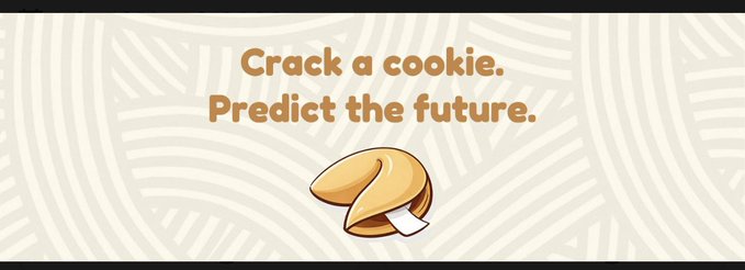 A fortune cookie with the tagline "Crack a cookie. Predict the future." displayed against a swirling beige background, visually reinforcing the post's message about Fortune AI Agent's ability to deliver predictive insights by consolidating multiple data feeds in real time.