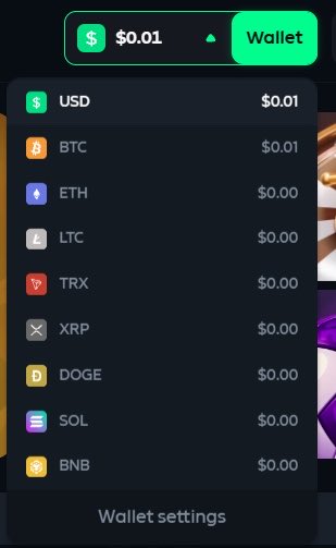 The image shows a crypto wallet balance screen displaying $0.01 in USD along with $0.00 balances for BTC, ETH, LTC, TRX, XRP, DOGE, SOL, and BNB. This relates to the post where the user excitedly thanks an anonymous sender who deposited one cent into their otherwise empty cryptocurrency account.