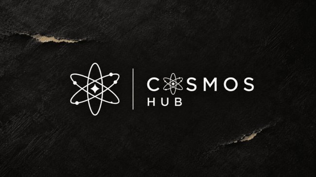 A black textured background displaying the white 'COSMOS HUB' logo with an atom-like emblem beside the text.