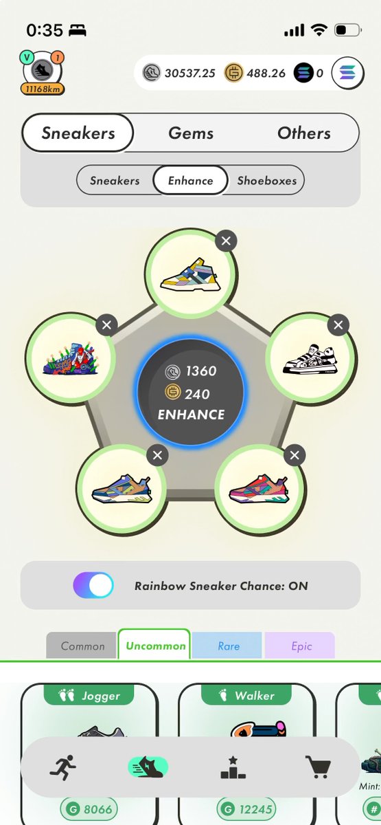 The image shows a phone screen displaying an app interface with various shoe options, including sneakers and rain boots. The app has a green background and white text, making it easy for users to navigate through the different styles of shoes available. There are also icons representing common shoe brands such as Nike and Adidas on the screen. The post mentions that there is a "StepN" in the image, which could be a reference to a specific step or process related to the app's functionality.

The main focus of the image is the shoe options displayed on the phone screen, with various styles and brands represented.