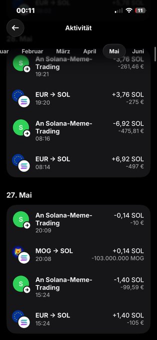 The image shows a cell phone screen displaying various trading options for cryptocurrencies, such as Bitcoin and Ethereum. The screen also has a calendar view with dates and times. The text on the screen includes information about different cryptocurrency trading strategies and the current value of these coins in Euros.