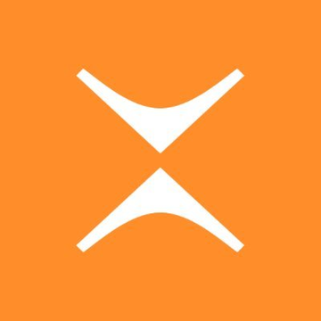 An orange background displaying a white Ripple (XRP) cryptocurrency logo.