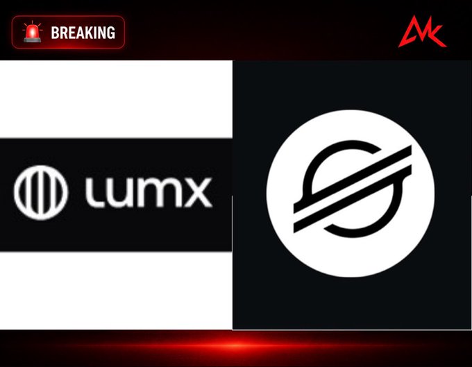 A "BREAKING" news graphic displays the Lumx logo alongside Stellar's emblem, announcing Lumx's launch of a live BRL-USDC payment corridor on the Stellar network that expands Stellar's presence to Brazil by connecting Brazilian reais directly to USDC.
