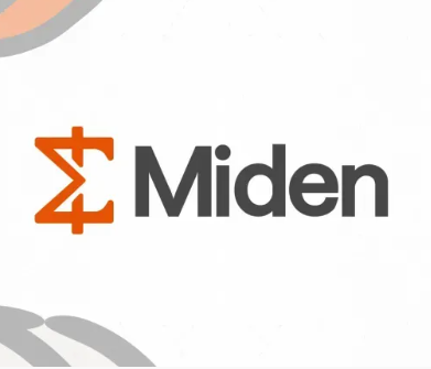 A logo for "Miden" featuring an orange stylized 'Z' or summation symbol next to the brand name in dark gray text on a light background.