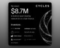 A social media graphic showing "$8.7M CYCLES" along with wallet statistics for WINTERMUTE on what appears to be a blockchain analytics dashboard.