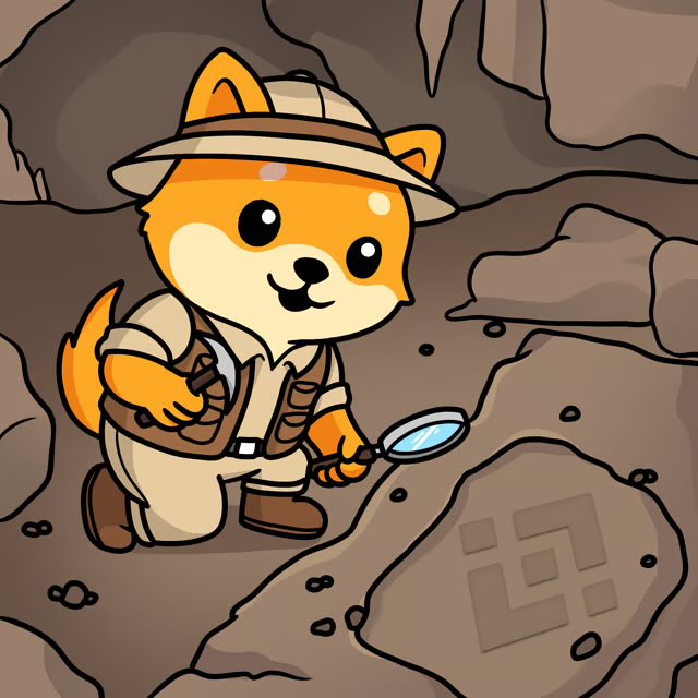 A cartoon illustration of an orange fox character wearing a safari hat and vest, using a magnifying glass to examine ancient carvings on a cave wall.