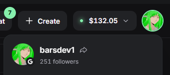 A screenshot from pump.fun shows the profile of "barsdev1" with a green-haired avatar, 251 followers, and a wallet balance of $132.05, corresponding to the account the user is claiming as their own.