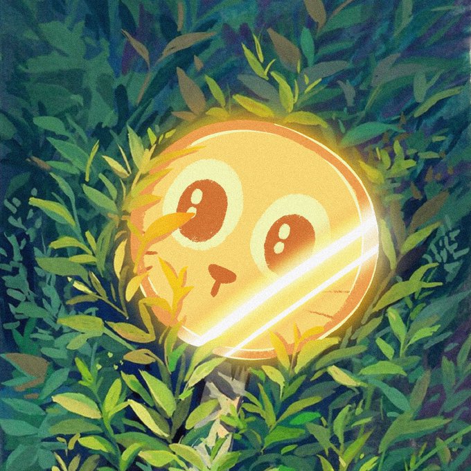 A glowing emoji-style orb with a smiling face peeks out from dense green foliage, resembling a rare treasure item discovered in nature, which ties to the post's "Nature dropped loot" theme promoting the $CETS ticker.