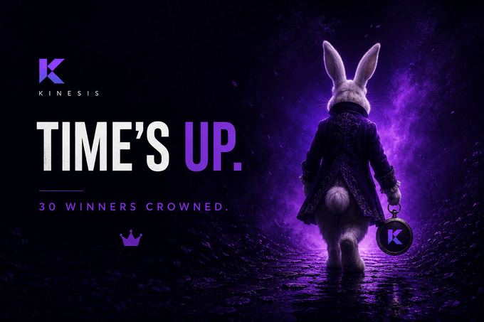 The image features a cartoon rabbit standing against a purple background with the text "Time's Up." The rabbit appears to be holding a crown, suggesting that there might have been a winner or an event related to a competition involving a crown. The phrase "30 winners crowned" indicates that 30 people were involved in this event and they all won something.