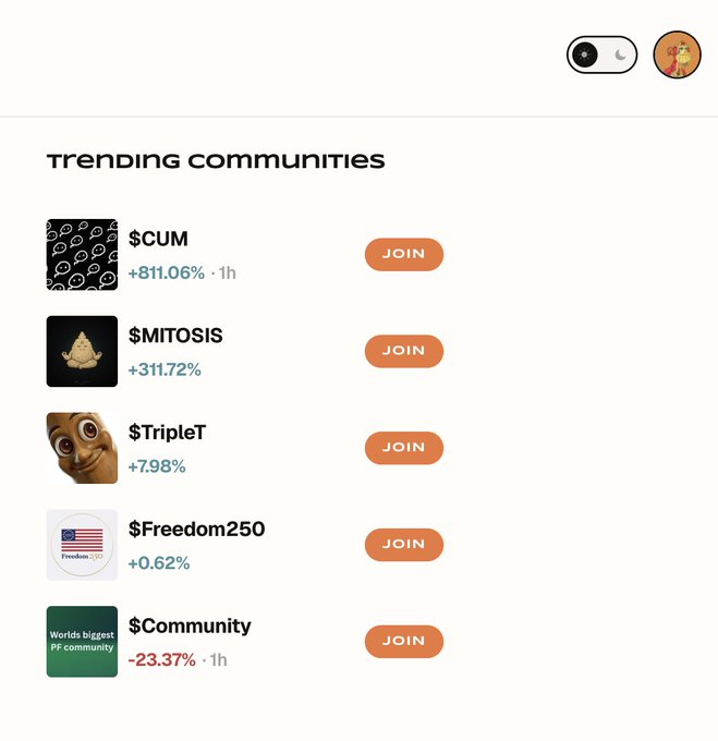The image displays a list of social media platforms, including Twitter, Facebook, and Instagram. One platform being featured prominently is Coin Communities, which seems to have been launched by Pumpfun. The post has received mixed feedback with some users liking it while others disliking it. Pumpfun's timing in launching this platform appears not coincidental, as it mentions X killing its own communities on a specific date - let's say tomorrow. This could suggest that the platform may be used for community engagement and discussion or perhaps related to the crypto community. The post also highlights the diaspora vertical integration aspect of Coin Communities, showing how people can move from one community to another in their social media network.