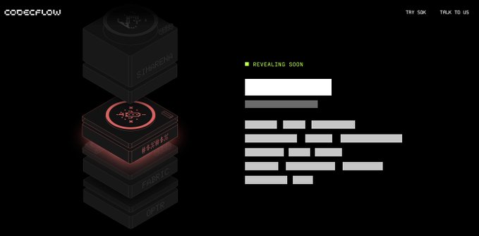 The image shows a screenshot of a website called "codeflow", which appears to be a platform for sharing code or programming languages with others. The website has a black background, white text, and a red box that contains an Easter egg. The main content of the image is a screenshot of the website's homepage, which includes information about the site and its purpose.