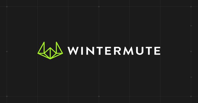 The 'WINTERMUTE' logo is displayed in white text with a green geometric emblem on a dark grid background.